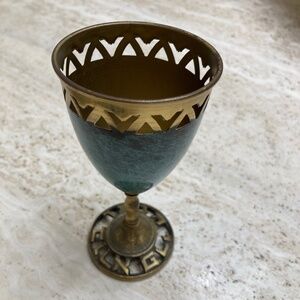 Kiddush Wine Cup Goblet Enamel Brass No Insert Oppenheim Isreal Judaic